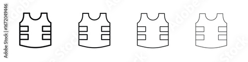 Bulletproof vest icons. line strokes simple icons