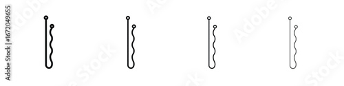 Bobby pin icons. line strokes simple icons