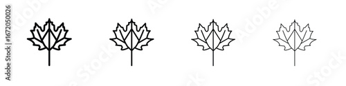 Autumn leaf canadian icons. line strokes simple icons