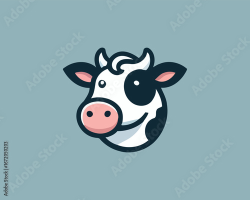 Cute Cow Cartoon Logo Design for Branding