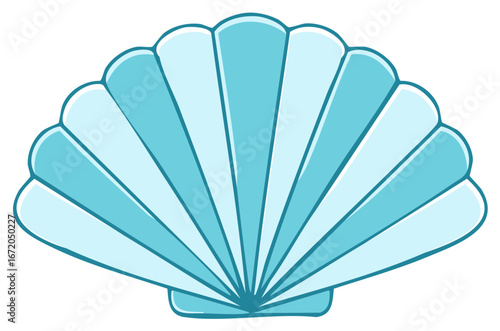 Pastel Blue Sea Shell Illustration, Summer Vacation Ocean Beach Graphic