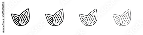 Almond icons. line strokes simple icons