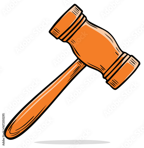 Orange Wooden Gavel Isolated on White Background