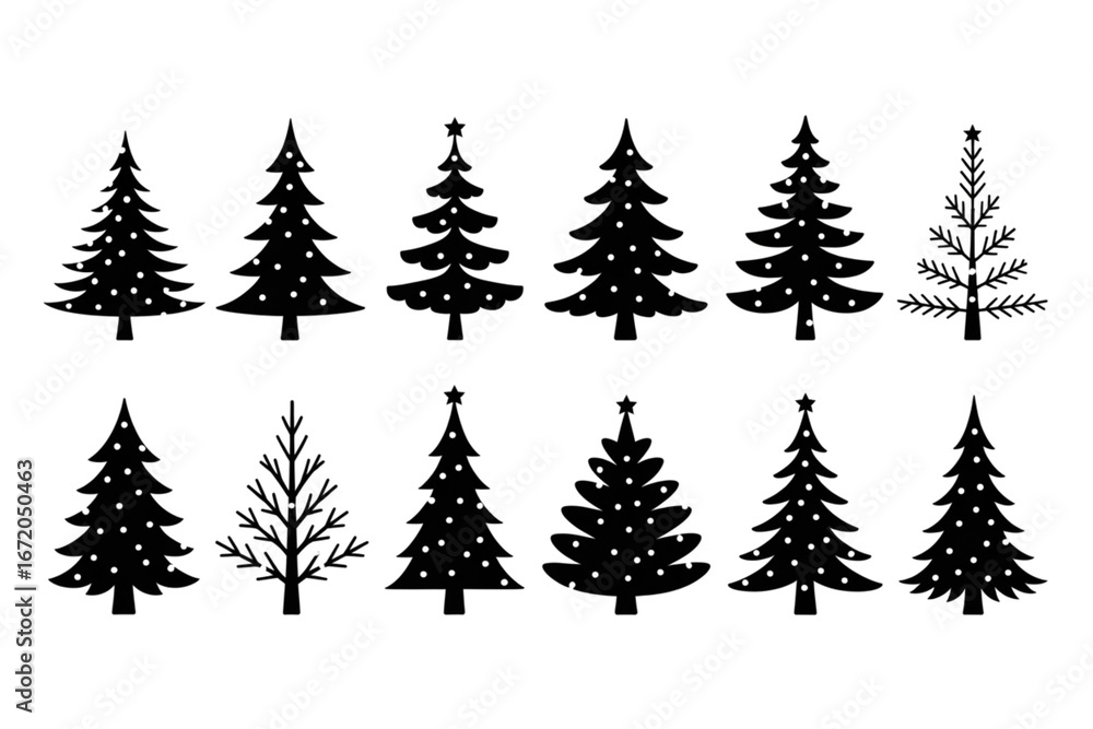 Fototapeta premium Christmas tree collection isolated on transparent background