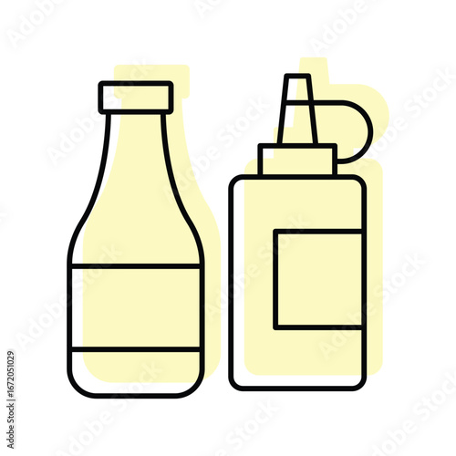 Ketchup Bottle Kcolor shadow thinline icon , vector, pixel perfect, illustrator file