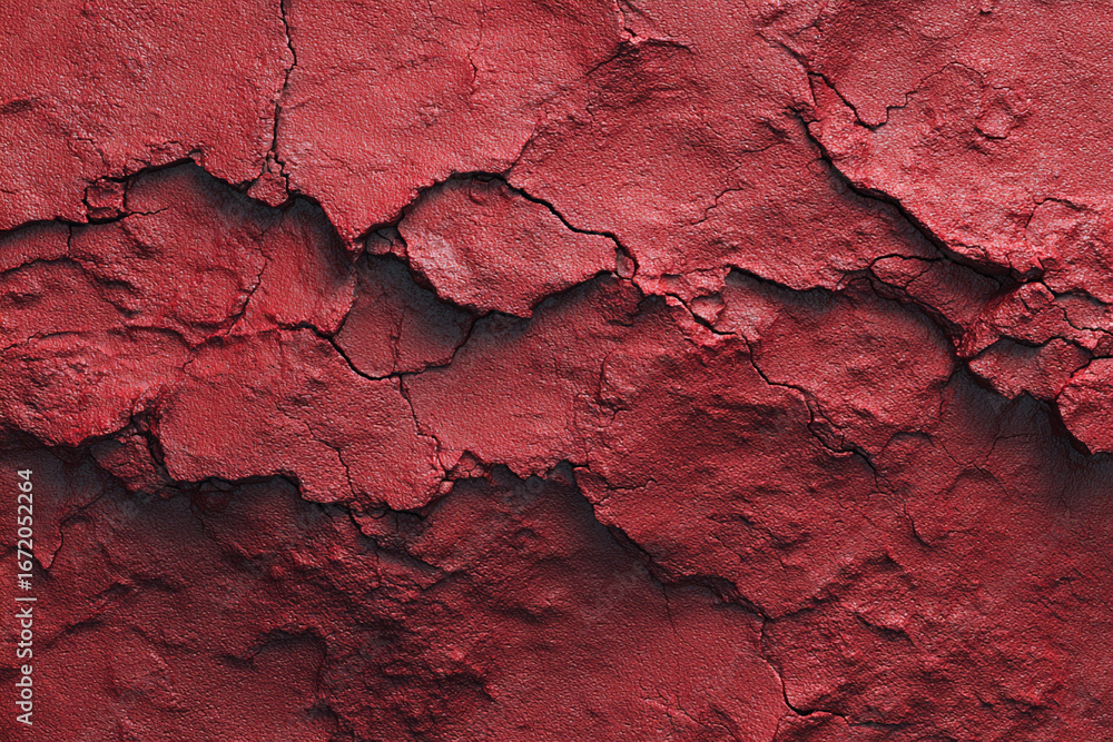 Fototapeta premium Deep red cracked textured surface background