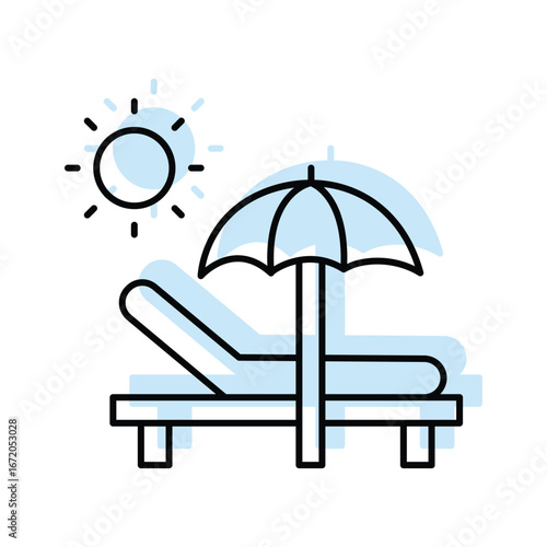 Sunbed color shadow thinline icon , vector, pixel perfect, illustrator file 
