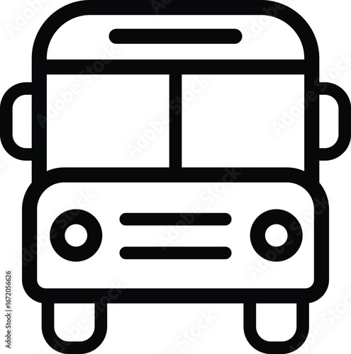 School Bus Icon – Education, Transportation, Vehicle, Travel Symbol
