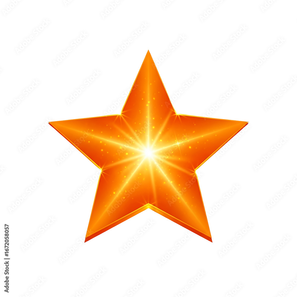 Obraz premium Glowing Orange Star Vector Illustration Isolated on Black Background for Design and Marketing