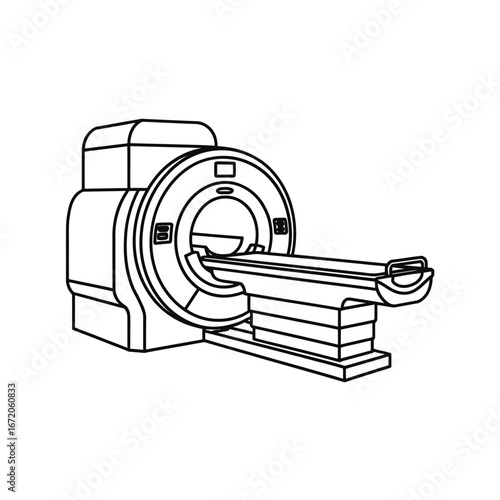Sketch of a magnetic resonance imaging mri scanner machine for medical diagnostics