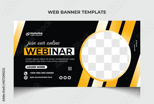 Business live webinar web banner template and youtube thumbnail template design. Webinar web banner or video thumbnail template design.