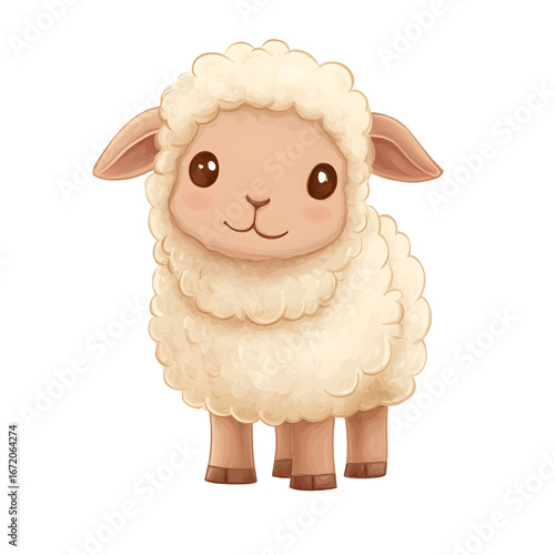 Adorable Baby Lamb in a White Woolly Coat on a Livestock Farm