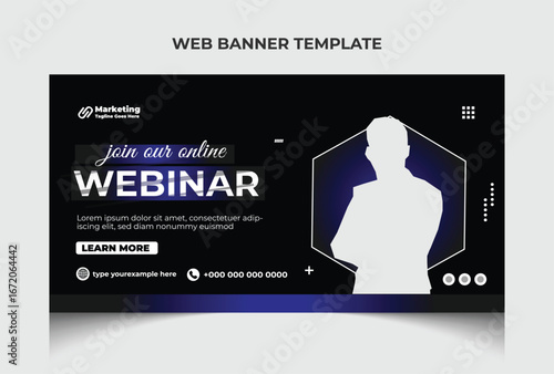 Multipurpose business live webinar web banner template and youtube thumbnail template design. Webinar web banner or video thumbnail template design.