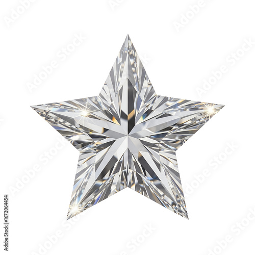 Sparkling Diamond Star Gemstone Luxury Jewelry Brilliant Faceted Stone Isolated on Black Background