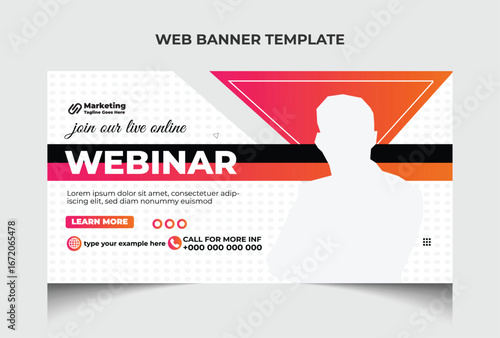 Multipurpose business live webinar web banner template and youtube thumbnail template design. Webinar web banner or video thumbnail template design.