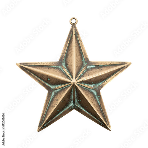 Vintage Bronze Star Ornament Decoration Western Theme Rustic Cowboy Country Celebration Award Symbol