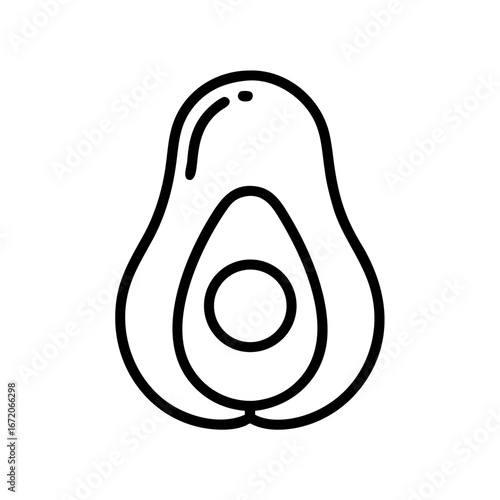 Fresh Avocado Icon Illustration with Slice and Healthy Fruit