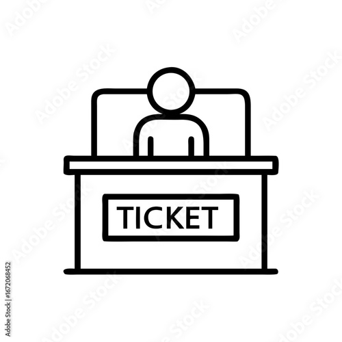 Ticket Counter Icon for Travel, Events, Booking and Customer Service