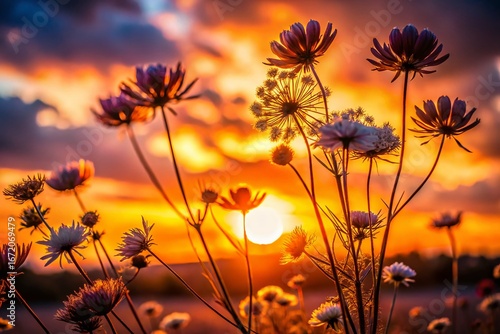 Silhouette of Flowers at Sunset: Simple Beauty in Nature's Details