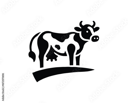 Holstein Cow Silhouette on a Grassy Knoll Illustration