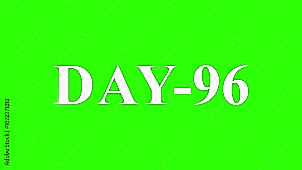 Naklejka premium White text DAY-96 with a subtle glow effect on a bright green background day 96 number