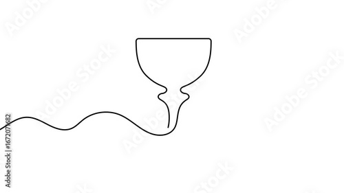 Animation of a single line drawing of glass. Continuous contour movement of a glass. Continuous video with one line.