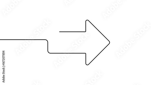 Animation of a single line drawing of arrow. Continuous contour movement of a arrow. Continuous video with one line.