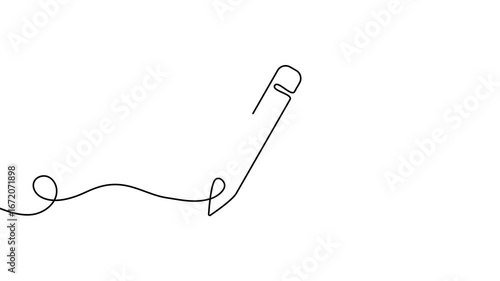 Animation of a single line drawing of pencil. Continuous contour movement of a pencil. Continuous video with one line.