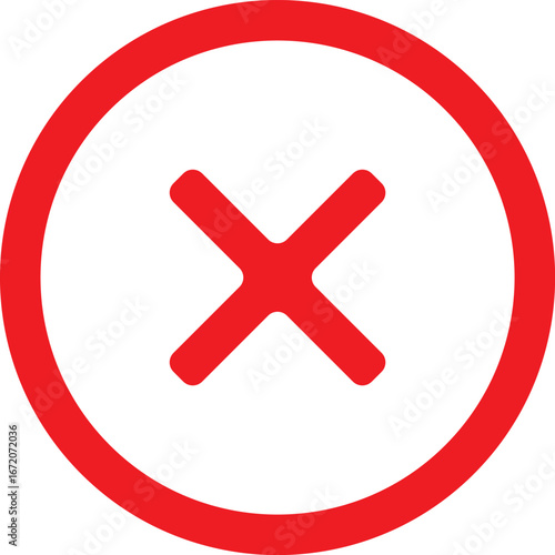 Red circle with a white background and a red X symbol, indicating cancellation.