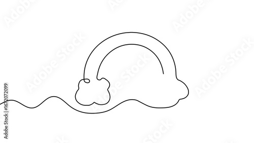 Animation of a single line drawing of rainbow. Continuous contour movement of a rainbow. Continuous video with one line.
