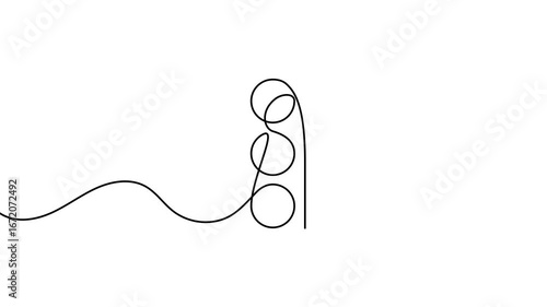 Animation of a single line drawing of traffic light. Continuous contour movement of a traffic light. Continuous video with one line.