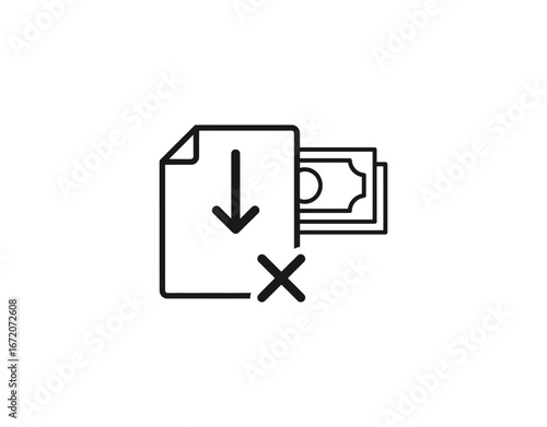 Declined loan representing financial rejection failed application and money denial