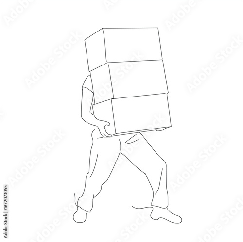man lifting box. male employee lift box right position 
