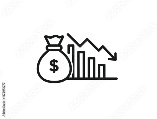 Economic collapse representing financial recession market crash and business failure