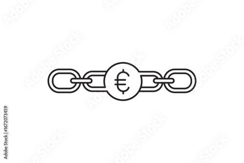 Debt chains representing financial burden credit problems and economic trouble