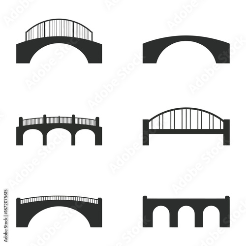 Vector illustration of a historic Roman stone aqueduct with ancient arches