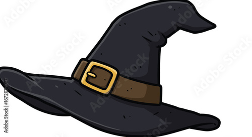 Slanted Cartoon Witch Hat with Brown Belt