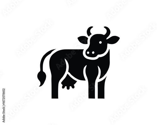 Black Silhouette Cow Vector Illustration