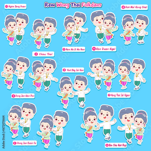 Wallpaper Mural Cartoon traditional Thai dance vector. Torontodigital.ca