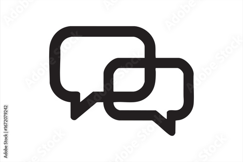 Black chat message icon with overlapping speech bubbles