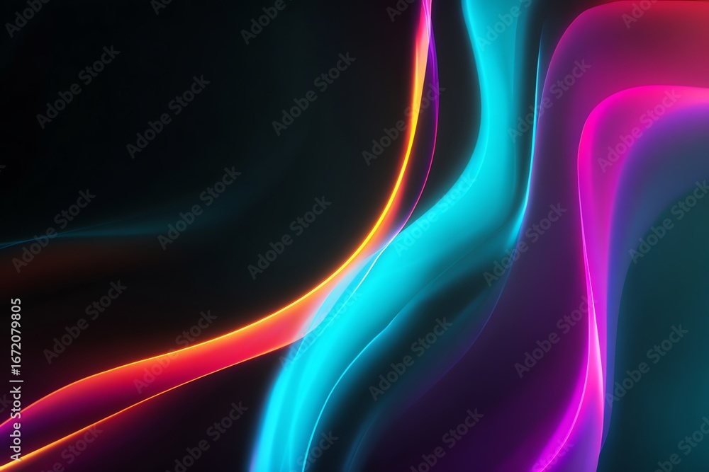 Obraz premium Wavy Neon Abstract Wallpaper
