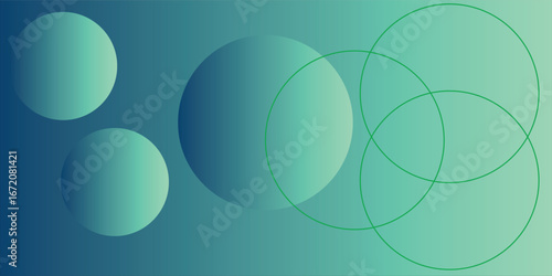 Abstract Gradient Design Featuring Overlapping Circles in Green and Blue Tones eps10