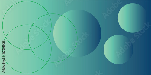 Abstract Gradient Design Featuring Overlapping Circles in Green and Blue Tones