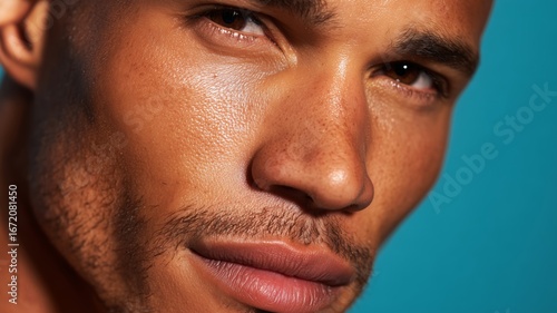 Wallpaper Mural Male model showcasing cosmetology skills with emphasis on skincare and grooming techniques during indoor session Torontodigital.ca