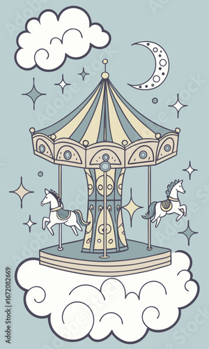vintage carousel vector illustration