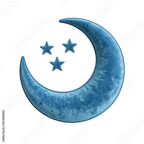 Ramadan Moon and Stars Graphic Blue Crescent Symbol for Spiritual Celebration