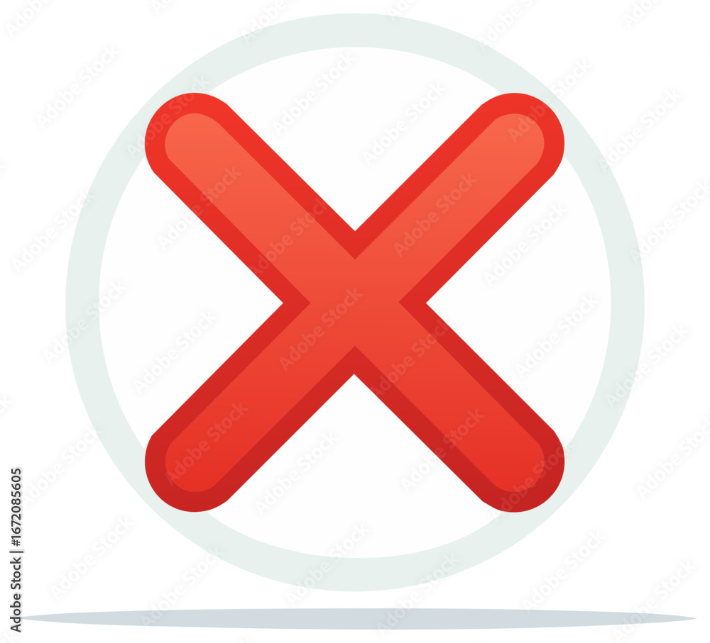 Fototapeta premium Red X Mark within a Circle Icon for Denying or Rejecting Approval
