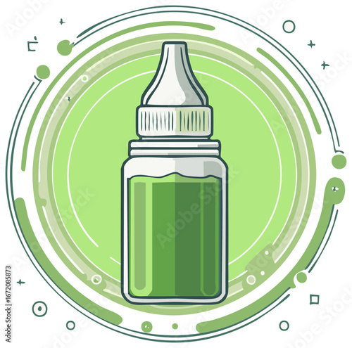 Green Tincture Bottle: Essential Oil, CBD Oil, Medical Herbal Extract
