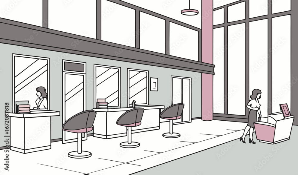 Fototapeta premium Modern hair saloon inside view 