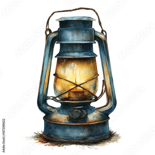 Lantern Light, watercolor illustration vector, isolated on a white background.